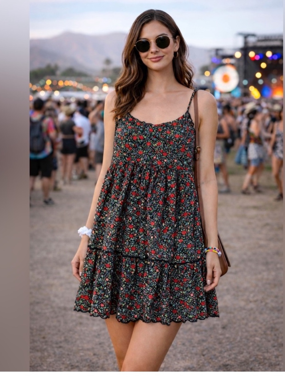 Urban Outfitters Hanna black ditsy floral print babydoll sundress Size S
